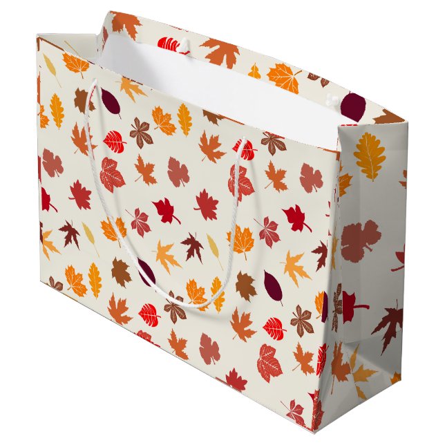 Grand Sac Cadeau Vibes Automne Feuilles Automne (Dos Angle)