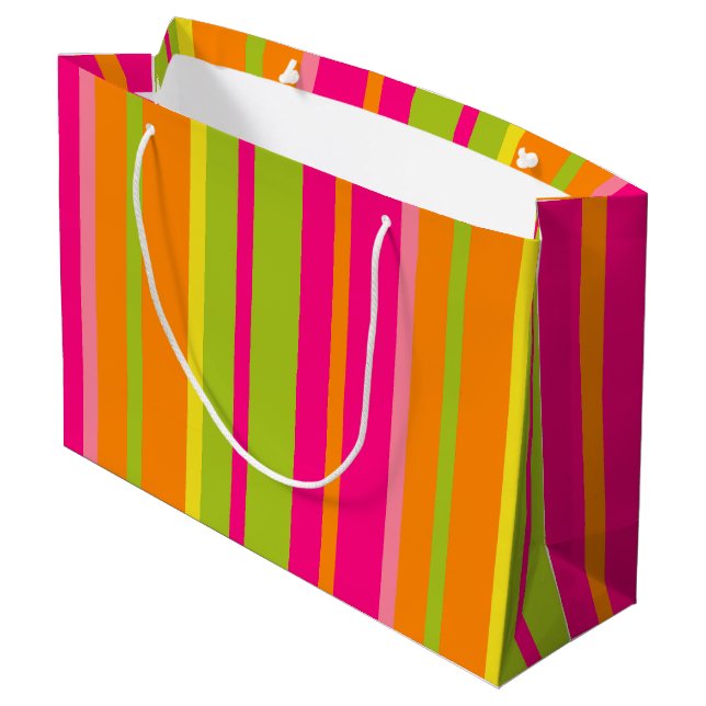 Grand Sac Cadeau Vibrant rose, orange, vert et jaune (Dos Angle)