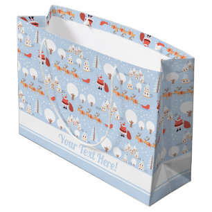 Grand Sac Cadeau Village de Noël de Père Noël Festive et Rindeer am