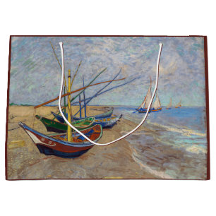 Grand Sac Cadeau Vincent van Gogh - Bateaux de pêche sur la plage