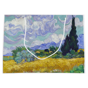 Grand Sac Cadeau Vincent Van Gogh - Champ de blé avec cyprès