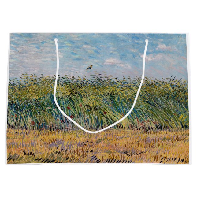 Grand Sac Cadeau Vincent van Gogh - Champ de blé avec une lark (Devant)