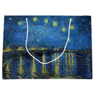 Grand Sac Cadeau Vincent van Gogh - Nuit étoilée sur le Rhône