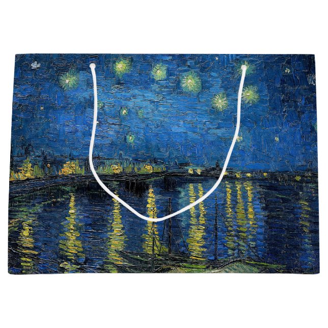 Grand Sac Cadeau Vincent van Gogh - Nuit étoilée sur le Rhône (Devant)