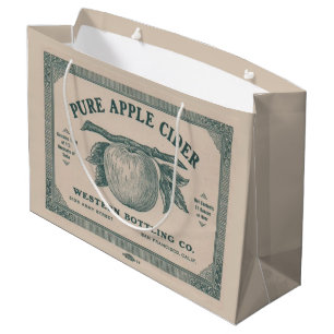 Grand Sac Cadeau Vintage Apple Cider Étiquette Western Bottling Com