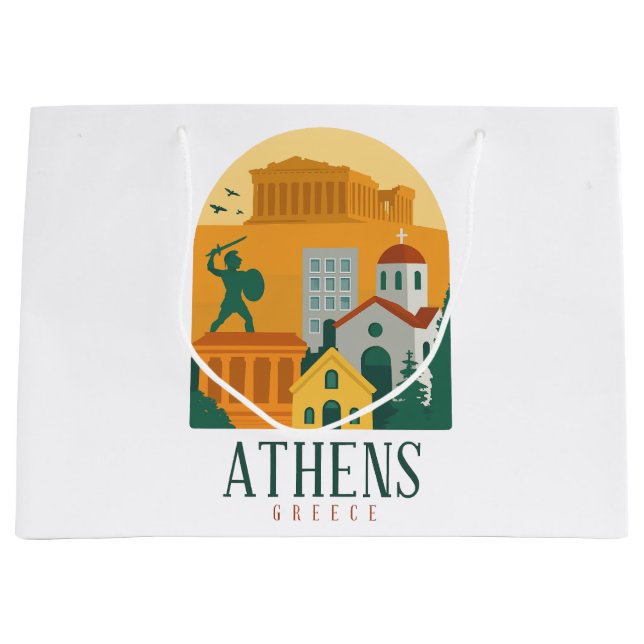 Grand Sac Cadeau Vintage Athènes Grèce Voyage - Parthenon (Devant)