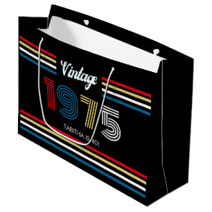 Grand Sac Cadeau Vintage bande rétro Couleurs primaires 1975 50e