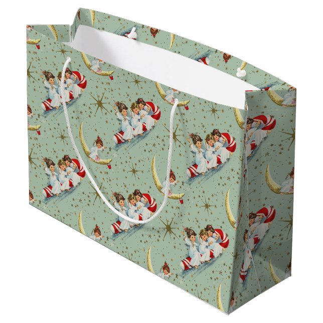 Grand Sac Cadeau Vintage Christmas Angels (Dos Angle)