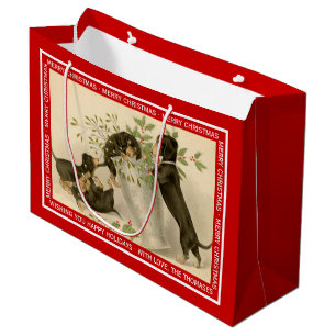 Grand Sac Cadeau Vintage Christmas Victorian