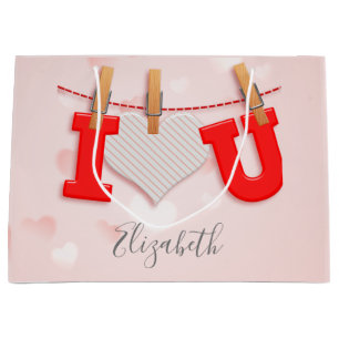 Grand Sac Cadeau Vintage I Heart Vous dessinez et calligraphie text