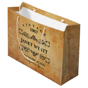Grand Sac Cadeau Vintage N'importe quel âge Anniversaire