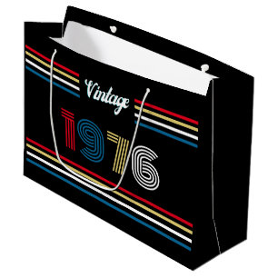 Grand Sac Cadeau Vintage Retro Stripe 1976 50e anniversaire ou Réun