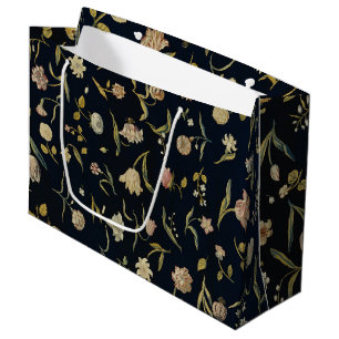 Grand Sac Cadeau Vintage Rustique Botanique Floral Motif