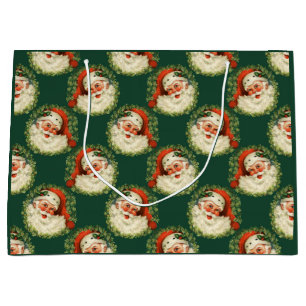 Grand Sac Cadeau Vintage St. Nick Santa Claus Noël Noël Noël Noël N