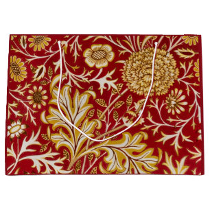 Grand Sac Cadeau Vintage William Morris Cherwell Rouge Floral Art