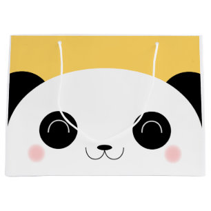 Grand Sac Cadeau Visage semi-transparent mignon de panda de Kawaii