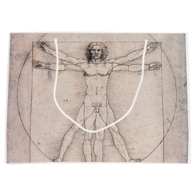 Grand Sac Cadeau Vitruvian Man Vitruvian Man, Leonardo da Vinci (Devant)