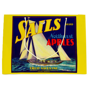 Grand Sac Cadeau Voiles des années 1930 Les pommes du Nord-Ouest cr