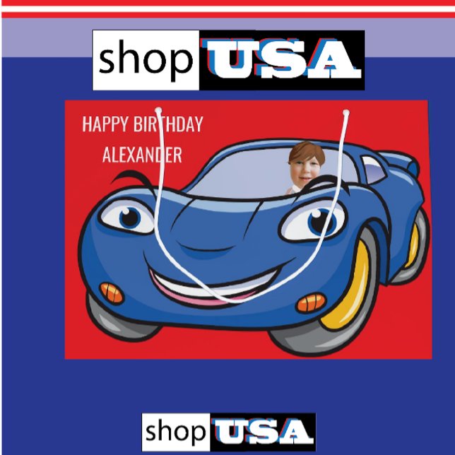 Grand Sac Cadeau Voiture d'anniversaire Automotive Drôle Cartoon Cr (Créateur téléchargé)