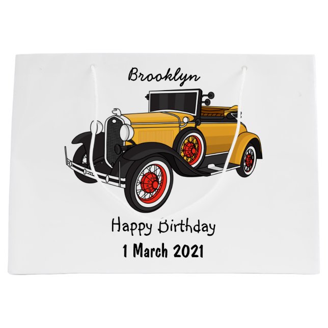 Grand Sac Cadeau Voiture jaune classique 1931 (Devant)