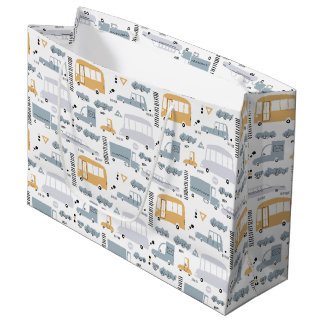 Grand Sac Cadeau Voitures mignonnes dans le Motif de la circulation