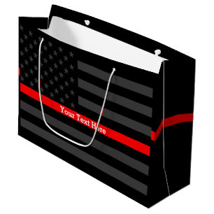 Grand Sac Cadeau Votre ligne rouge mince personnalisée par texte