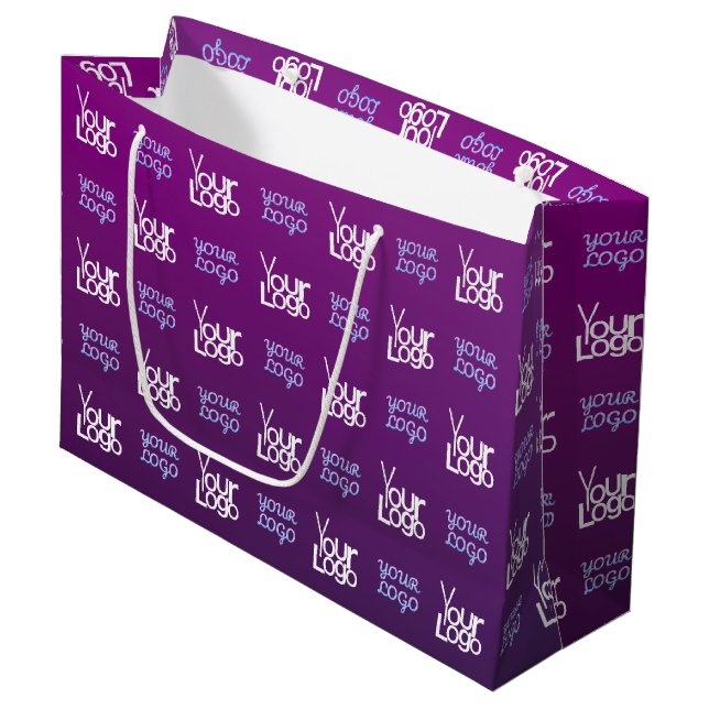 Grand Sac Cadeau Votre logo | 2 images ou logos d'entreprise téléch (Devant Angle)