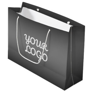 Grand Sac Cadeau Votre logo et ombre de couleur gris foncé moderne