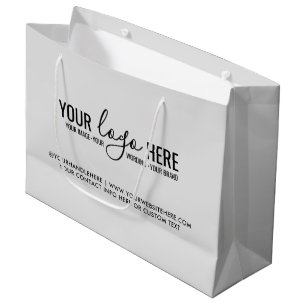 Grand Sac Cadeau Votre logo Événement Entreprise Marque Gris
