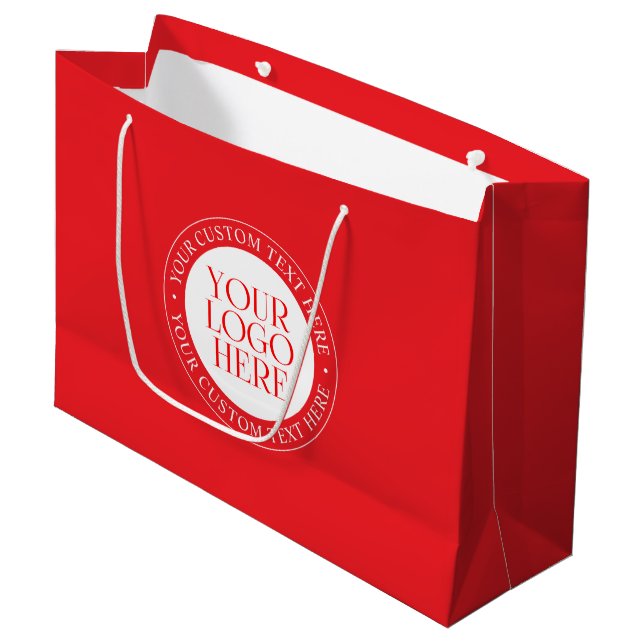 Grand Sac Cadeau Votre logo ou autre image | Noël rouge et blanc (Devant Angle)