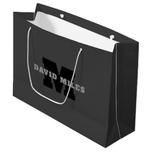 Grand Sac Cadeau Votre nom ou nom d'entreprise   Gris Masculin Mode