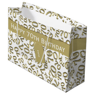 Grand Sac Cadeau Votre texte : 70th Birthday Gold Number 70 Motif