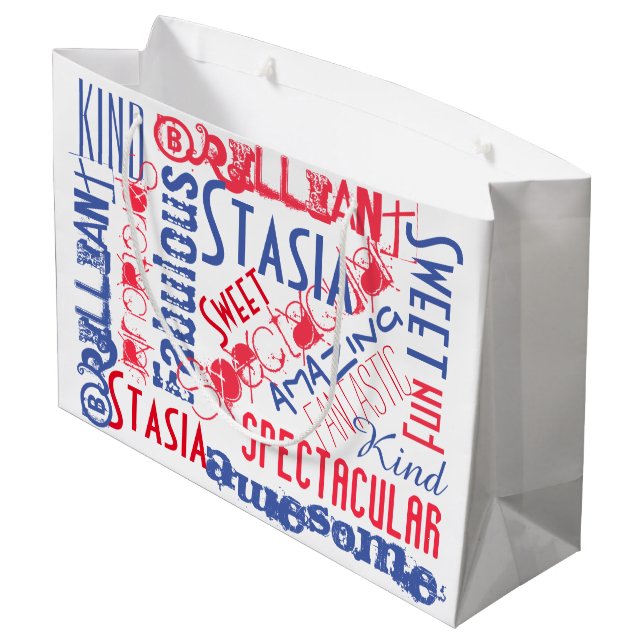 Grand Sac Cadeau Vous êtes impressionnants ! Blanc rouge et bleu (Dos Angle)