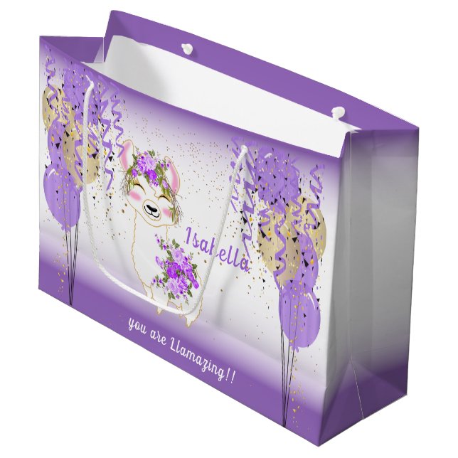 Grand Sac Cadeau Vous êtes Llamazing - Purple (Devant Angle)