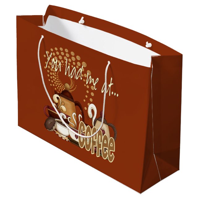 Grand Sac Cadeau Vous m'avez eu au café (Dos Angle)