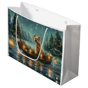 Grand Sac Cadeau Voyage festif de Noël de Cairn Terrier
