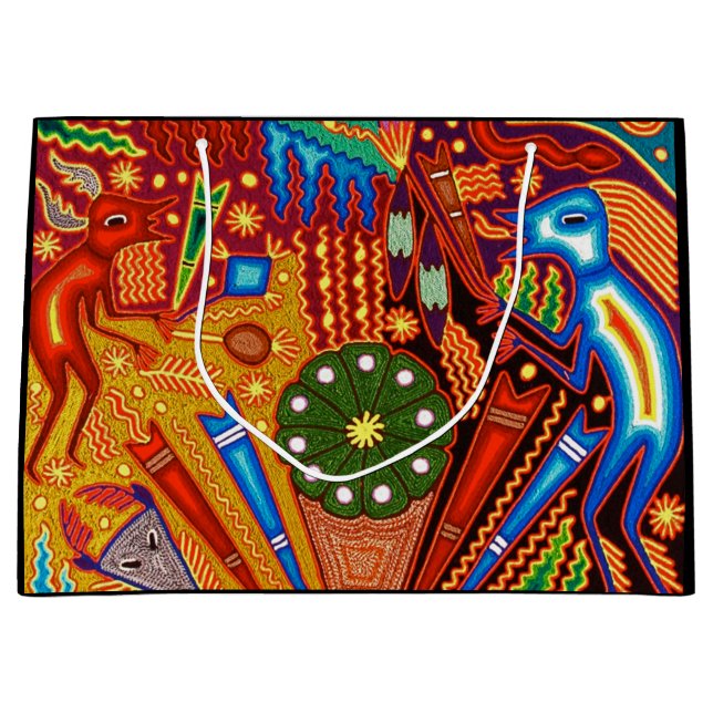 Grand Sac Cadeau Voyage tribal maya mexicain de Boho d'art d'Oaxaca (Devant)