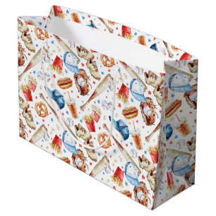 Grand Sac Cadeau Watercolor Baseball fête d'anniversaire