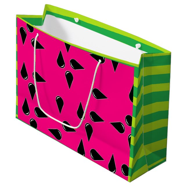 Grand Sac Cadeau Watermelon Imprimer Sac-cadeau Pink and Green Part (Devant Angle)