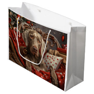 Grand Sac Cadeau Weimaraner Chien Festif de Noël