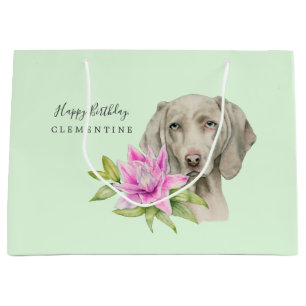 Grand Sac Cadeau Weimaraner Dog and Lily Watercolor  Anniversaire