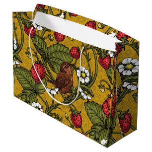 Grand Sac Cadeau Wens et fraises sur mustrard