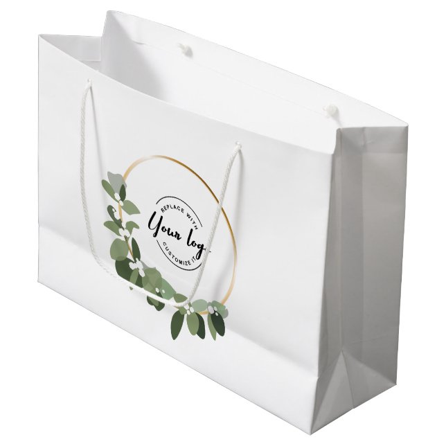Grand Sac Cadeau Werath moderne Votre logo ici Fête personnalisée (Devant Angle)