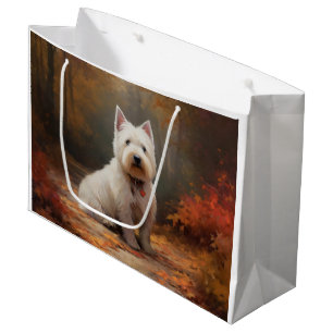 Grand Sac Cadeau West Highland White Terrier à l'automne Leaves aut