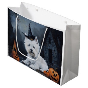 Grand Sac Cadeau West Highland White Terrier Citrouille Halloween