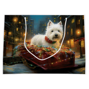 Grand Sac Cadeau West Highland White Terrier Festif de Noël