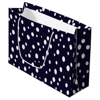 Grand Sac Cadeau White Snow Dot Pattern Satin