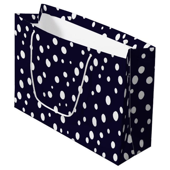 Grand Sac Cadeau White Snow Dot Pattern Satin (Devant Angle)