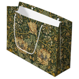 Grand Sac Cadeau William Morris Honeysuckie Vert Jaune