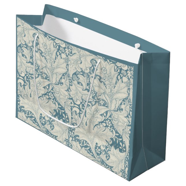 Grand Sac Cadeau William Morris Wallflower bleu damas floral (Devant Angle)